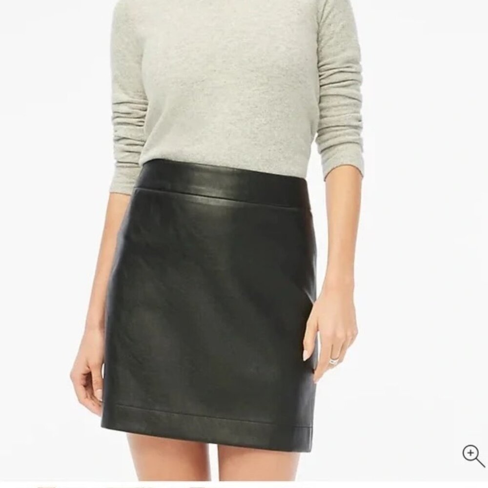 New With Tags: J. Crew Faux-Leather A-Line Mini Skirt, Black, Size 4